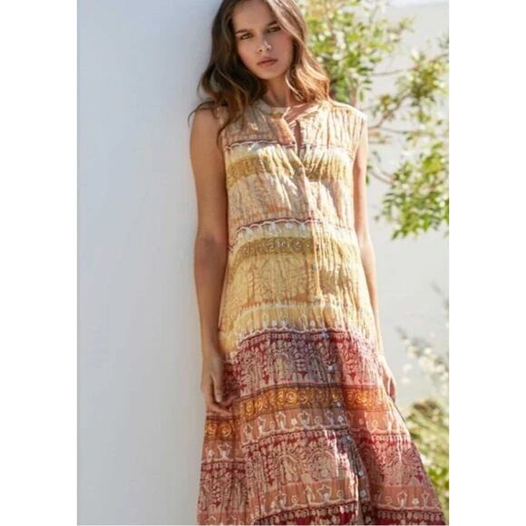 MES DEMOISELLES Sz 44 12 L Banjara Crinkled Maxi Sleeveless Dress - Picture 15 of 15